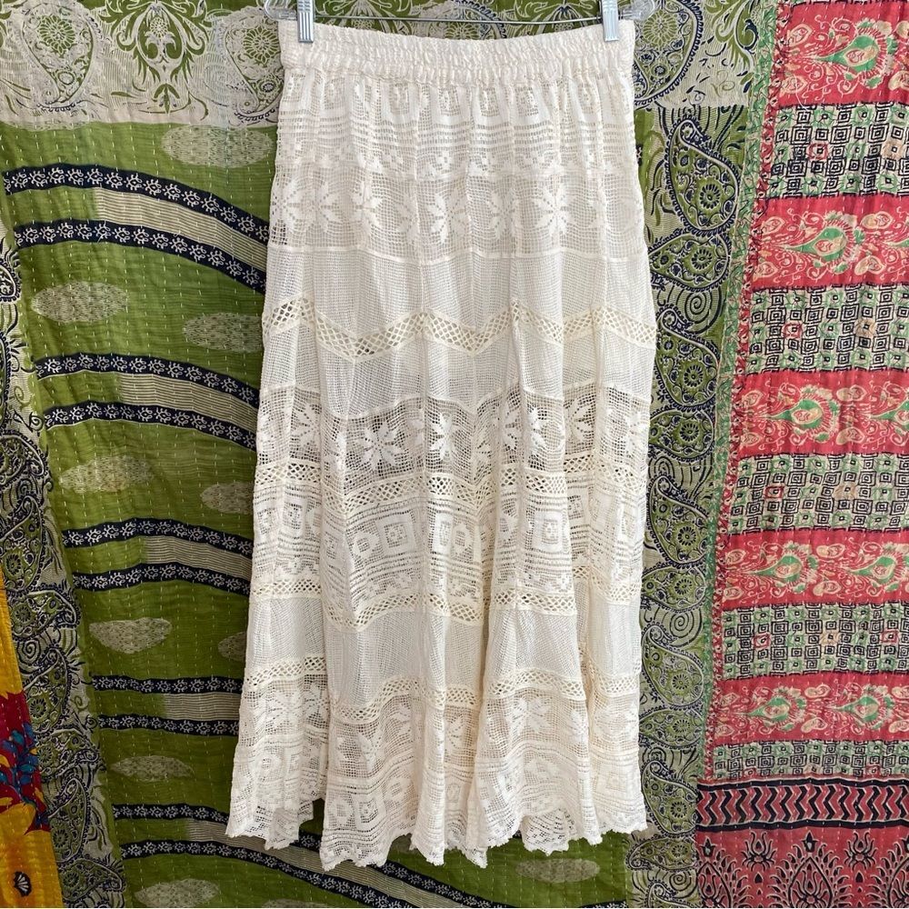 Rare NWT Free People Tofu Rebel Crochet Bohemian Maxi Skirt Size Medium - Picture 11 of 15